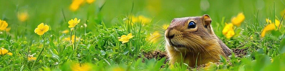Close-up of a ground squirrel. Selective focus