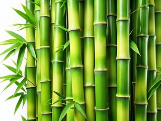Obraz premium Isolated Bamboo Stalks, Green Bamboo Shoots on White Background, Natural Asian Plant, Botanical Photography