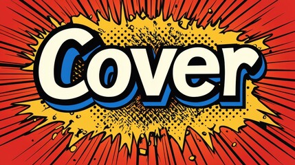 Create "Cover 1" Text in Royal Blue, Red, White, Clean Comic 