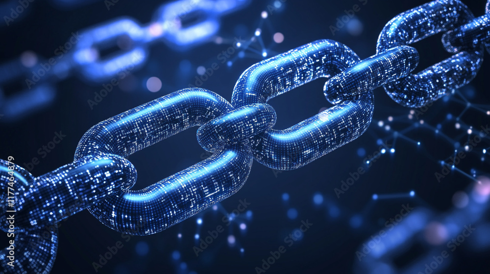 Poster exploring the power of blockchain technology and its applications in various industries