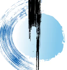 Gordijnen abstract background illustration, with circles and stripe, paint strokes and splashes, design template © Kirsten Hinte