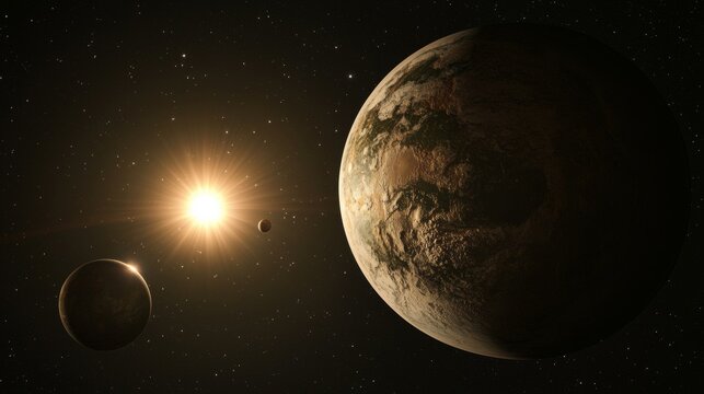 Planet Orbit Visualization Celestial Bodies in Space Cosmic Scene Astronomical Perspective