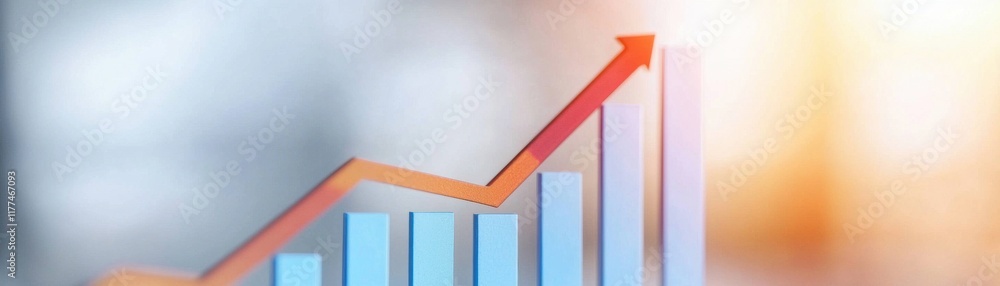 Poster a vibrant graph illustrates growth, featuring ascending bars and a line, symbolizing progress and su