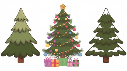 Fototapeta premium Festive Christmas Trees Decorated Fir Winter Wonderland Holiday Gifts