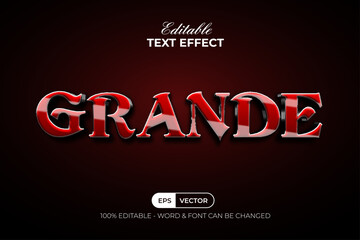 Fototapeta premium Grande Text Effect 3D Red Style. Editable Text Effect.
