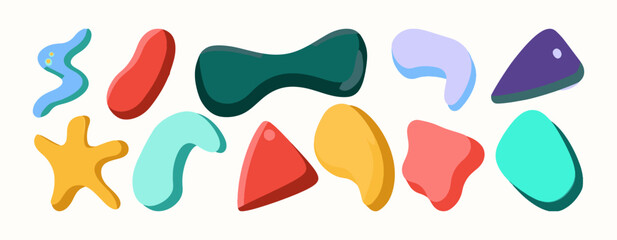 Set of abstract organic shape. hand drawn doodle art. vector blob
