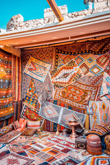 Turkish Rugs in a Traditional Bazaar
