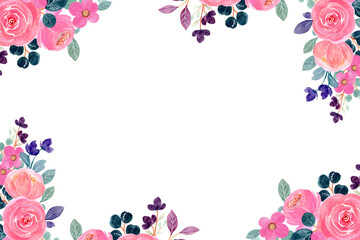 Watercolor flowers background vector for design.