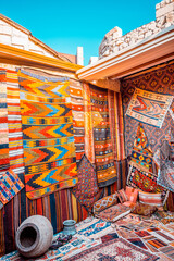 Turkish Rugs in a Traditional Bazaar