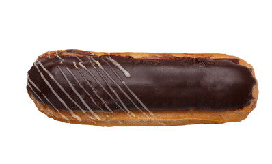 chocolate eclair on white background