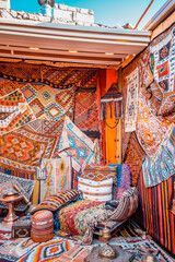 Turkish Rugs in a Traditional Bazaar