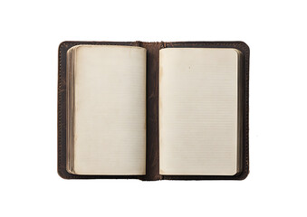 An open blank book with white pages on the left isolated on white background.PNG
