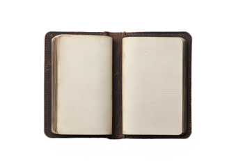 An open blank book with white pages on the left isolated on white background.PNG