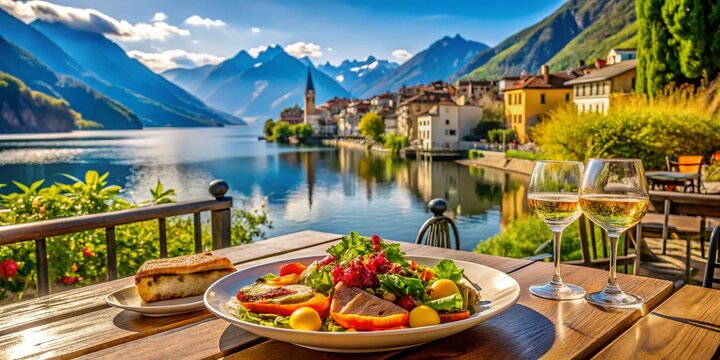 Lakeside Swiss Village Food: Bissone, Ticino, Delicious Cuisine, April 2024
