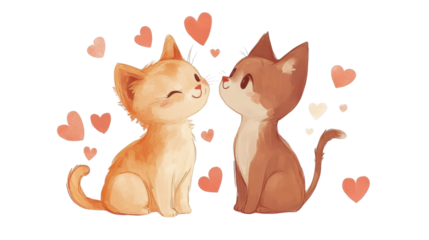 Cat and Mouse with Heart Illustration
