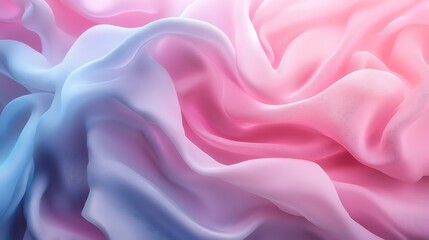 Fototapeta premium Pink and blue silk fabric, flowing waves, soft light, abstract background, design texture.