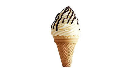 Delicious Vanilla Ice Cream Cone with Chocolate Drizzle