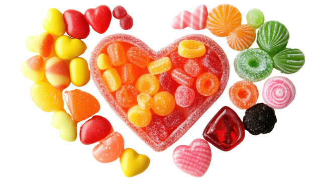 Colorful jelly candies and jelly beans on a white background - Powered by Adobe