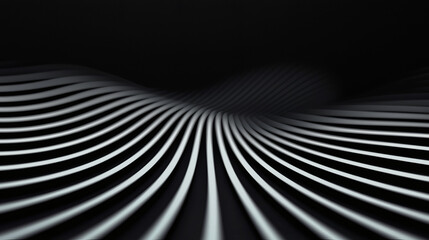 Abstract grayscale wave lines, 3D rendering.