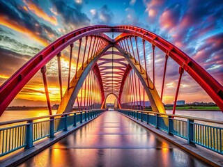 Fototapeta premium Leading Lines Bridge Arches: Architectural Photography Stock Image