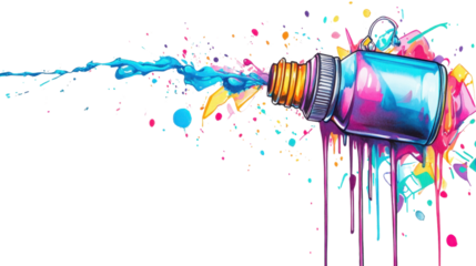 Colorful brush strokes and paint splashes with artistic design elements