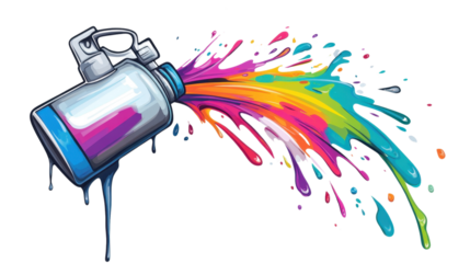 Colorful brush strokes and paint splashes with artistic design elements