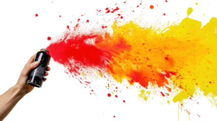 A vibrant and colorful paint splash art on a wall with grunge texture and watercolor splatter design