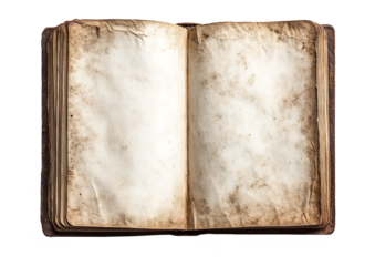 An open blank book with white pages on the left isolated on white background.PNG