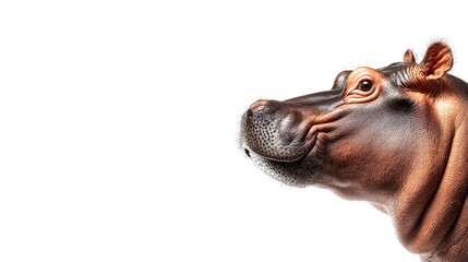 Closeup Profile Portrait of a Happy Hippopotamus