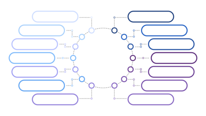 Blue tone circle infographic with 14 steps, process or options.