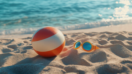 Obraz premium Beach volleyball action seaside sports scene sunny day close-up