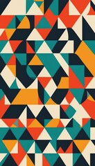 Abstract geometric pattern in vibrant colors on cream background.