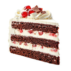Delicious Three-Layered Chocolate Cake with Cherries and Cream