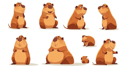 Fototapeta premium Cartoon set of cute and funny animal characters including bear, dog, cat, sheep, cow, and teddy, in a playful, colorful, and isolated style, perfect for a fun animal collection