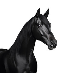 Obraz premium Elegant Black Stallion Portrait Against Black Background