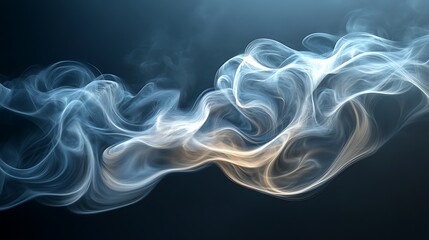 Fototapeta premium Abstract blue smoke wave, dark background, design element. (1)