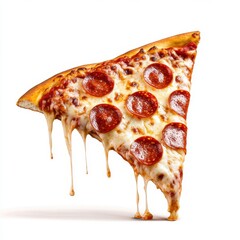 Delicious Slice of Pepperoni Pizza with Stretchy Cheese Drip