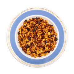 Fried salted peanuts on a plate.Fried peanuts background.Peanuts for beer.Nuts are peanuts.