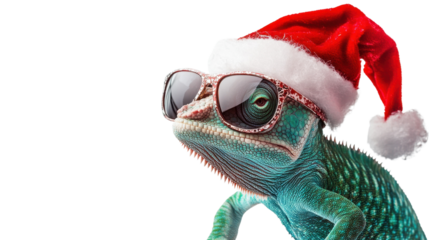 A cute Christmas Santa Claus puppet with a frog, wearing a Santa hat, standing next to a Christmas tree in a festive winter setting