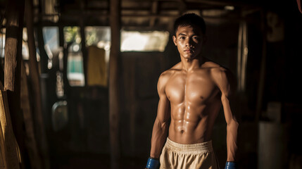 Intense gym atmosphere close-up from a boxing training session