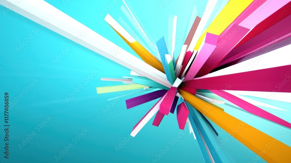 Poster abstract design with vibrant colors and dynamic geometric shapes.