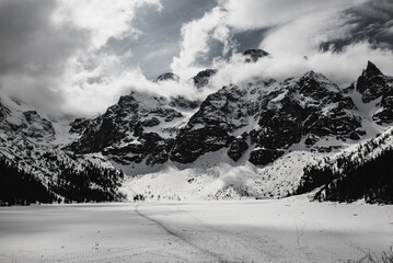 Frozen Lake Morskie Oko or Sea Eye Lake in Poland at Winter.