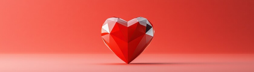 Heart-shaped gemstone artwork studio setting digital creation minimalist design close-up view
