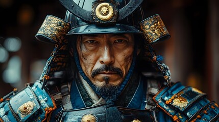 Obraz premium Resolute Samurai Stands Poised in Tranquil Bamboo Forest Evoking Kurosawa s Aesthetic