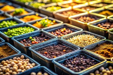 Long Exposure: Tiny Vegetable Seeds in Seed Starting Trays, Ready for Planting
