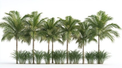 Tall, graceful palm trees showcased against white, emphasizing natural beauty and minimalism.