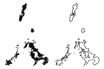 Obraz premium Nagasaki Prefecture (Administrative divisions of Japan, Prefectures of Japan) map vector illustration, scribble sketch Nagasaki map
