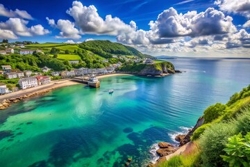 Naklejka premium Looe Cornwall Coastline: Stunning Clear Blue Sea, South West England