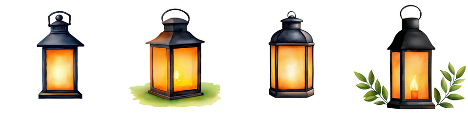 A Collection of Rustic Lanterns with Flickering Light, Perfect for Adding Charm and Warmth to Any Outdoor or Indoor Setting, Highlighting Beautiful Designs and Textures.