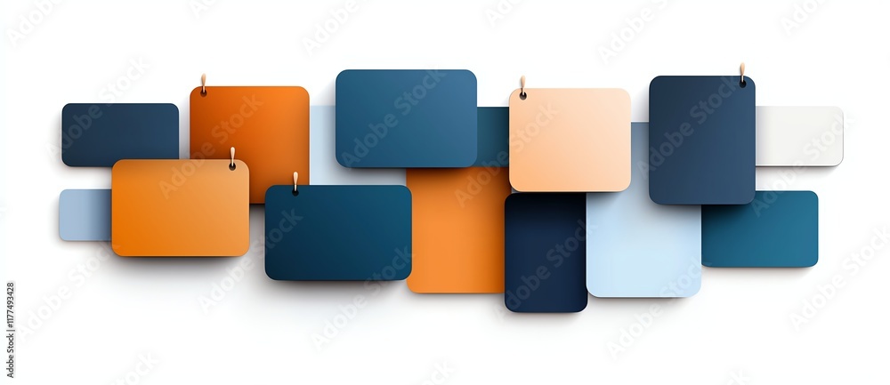Aufkleber abstract composition with overlapping rectangular shapes in blue and orange hues, highlighting minim